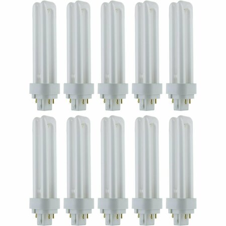SUNLITE PLD18/E/SP35K 3500K Fluorescent 18W PLD Double U-Shaped Twin Tube CFL Bulbs w/4-Pin G24q-2, 10PK 40546-SU
